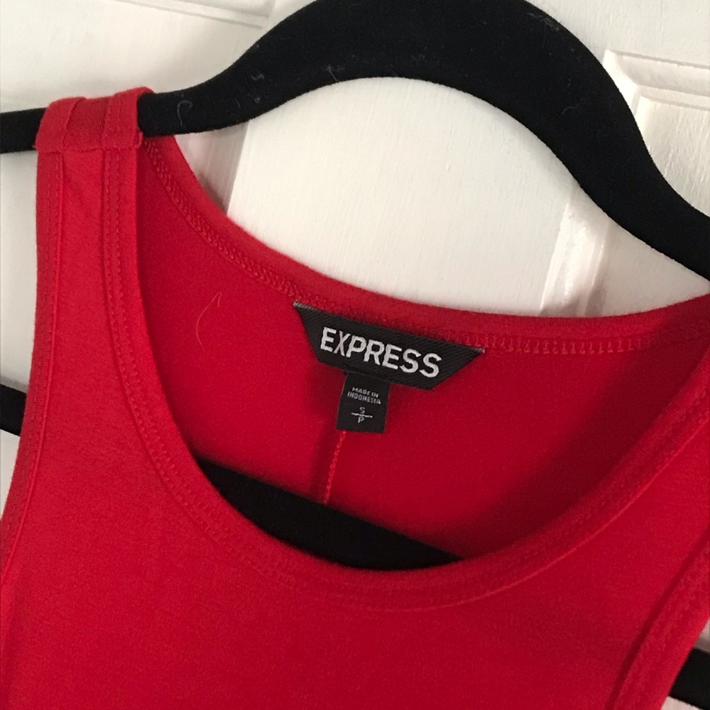 Express Racerback Red Fitted Dress - Picture 4 of 5